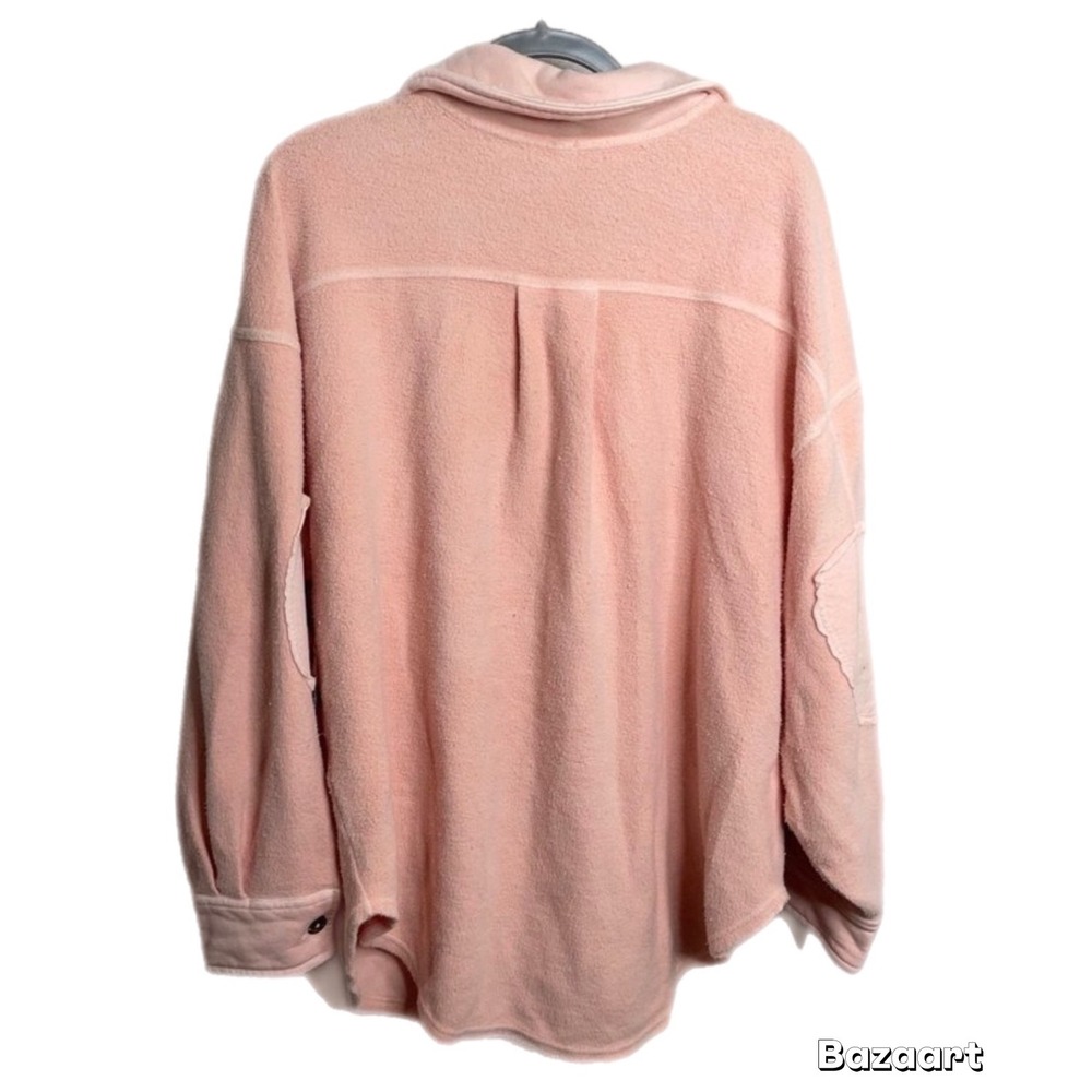 Free People Ruby Shirt Fleece Oversized Buttondown Shacket Jacket Top blouse XL - Picture 4 of 5